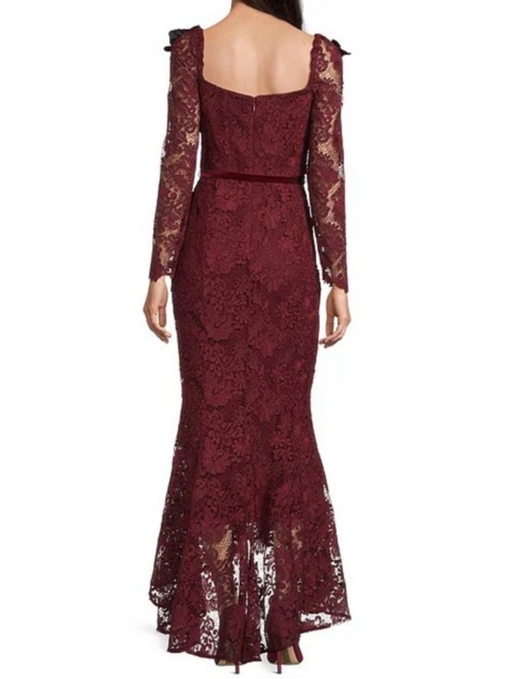 Muse by Marchesa Cypress Corded Lace Floral Applique Sweetheart Dress NWT Garnet - Picture 2 of 15